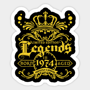 50th Years Old Birthday Tee Legends Born 1974 Sticker